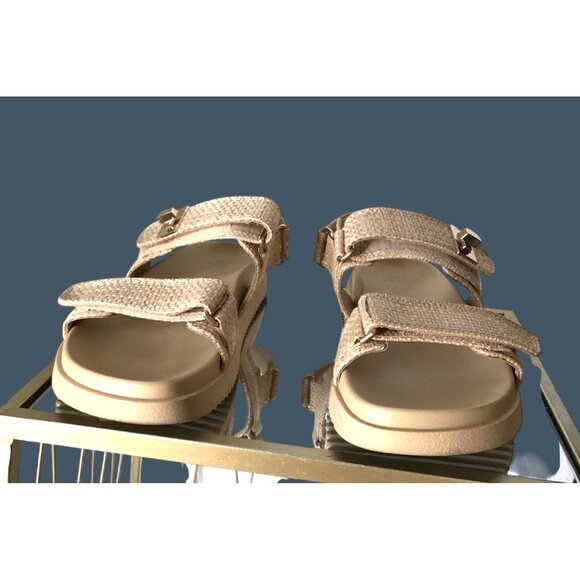 A New Day Womens Textured Beige Sandals Size 9.5 Adjustable Straps Comfortable F - Picture 4 of 7
